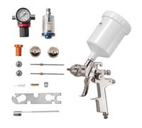 VEVOR Pistola Pulverizadora de Pintura Neumática LVLP 600 ml, con Alimentación por Gravedad y 3 Boquillas de 1,3/1,4/1,7 mm, Acero Inoxidable y Latón, para Muebles y Coches, 205 x 100 x 290 mm