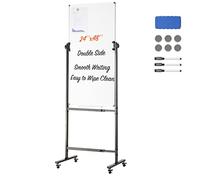 VEVOR Pizarra Blanca Magnética Rodante 122 x 61 cm Pizarra Blanca Móvil de Doble Cara Pizarra de Borrado en Seco con Soporte de Pizarra Reversible 360° de Altura Ajustable con 3 Rotuladores 1 Borrador