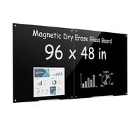 VEVOR Pizarra Magnética de Cristal 1200 x 1200 mm 2 Piezas Borrado en Seco | para Oficina Escuela, Vidrio Templado, Montaje en Pared, Diseño sin Marco, con Rotulador, Imanes, Borrador, Bandeja, Negro