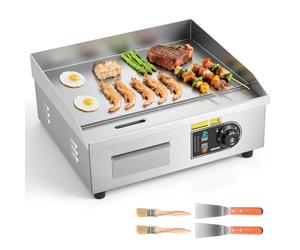 VEVOR Plancha Eléctrica 2800 W 450 x 300 mm, Control de Temperatura 50 a 300 °C, Parrilla de Encimera de Acero Inoxidable con Superficie Plana, 4 Almohadillas para los Pies, para Carne y Panqueques