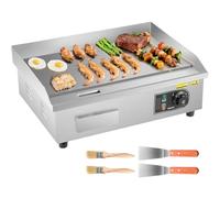 VEVOR Plancha Eléctrica 3200 W 535 x 300 mm, Control de Temperatura 50 a 300 °C, Parrilla de Encimera de Acero Inoxidable con Superficie Plana, 4 Almohadillas para los Pies, para Carne y Panqueques