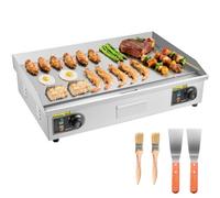 VEVOR Plancha Eléctrica Profesional 725x400 mm 4400 W, Termostato Ajustable de 50 a 300 °C, Placa con Protección contra Salpicaduras, Cuerpo de Acero Inoxidable, para Uso en Interiores y Exteriores