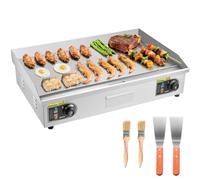 VEVOR Plancha Eléctrica Profesional 725x400 mm 4400 W, Termostato Ajustable de 50 a 300 °C, Placa con Protección contra Salpicaduras, Cuerpo de Acero Inoxidable, para Uso en Interiores y Exteriores