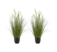 VEVOR Planta de Césped Artificial, en Maceta, Planta Artificial de PVC, Arbustos para Casa, Jardín, Oficina, Decoración de Habitaciones, Fiesta de Inauguración, Verde, 889 x 350 x 350 mm, 2 uds