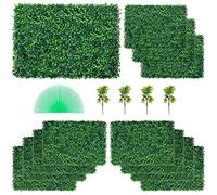 VEVOR Plantas Hiedra Artificial 61 x 40,6 cm, Plantas Artificiales Decorativas 12 Piezas Estera de Seto Artificial de Boj con Espesor de 4 cm Jardín Vertical 100% PE Plantas Artificiales Colgantes