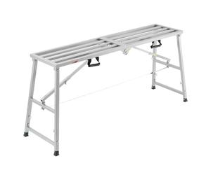 VEVOR Plataforma de Trabajo, Altura Ajustable de 4 Velocidades 80-130 cm, Escalera de Acero de Aleación Plegable, Carga de 400 kg, Pies de Goma Antideslizantes, para Pintar Paneles de Yeso, Limpieza