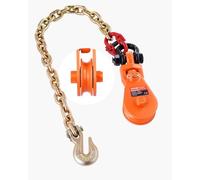 VEVOR Polea de Arrastre con Cadena G80, Grillete Giratorio, Resistencia a la Rotura de 4,5 T Diámetro de la Polea de 74 mm para Cuerda de Diámetro de 9,5 mm para Remolque y Recuperación en Grúas