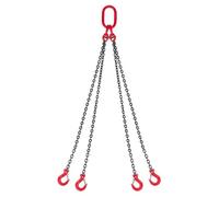 VEVOR Polipasto de Cadena, Eslinga de Cadena de 4 Ganchos de 6,3 mm x 1,5 m, Aleación de Acero G80 de Alta Resistencia, Capacidad de 2993 kg, para Asegurar y Remolcar Cargas, 1780 x 295 x 50 mm