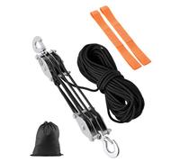 VEVOR Polipasto de Polea de Cuerda de 30,48 m Resistencia a la Rotura de 2 T con Potencia de Elevación de 5:1 con 2 Bucles Suaves y Ruedas de Metal, Bloque y Aparejo para Levantar Objetos Pesados