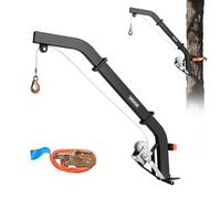 VEVOR Polipasto para Ciervos Montado en Árbol, Carga de 160 kg, Grúa de Caza con Cabrestante y Correa de Trinquete, para Desollar, Limpiar, Colgar Alimento y Preparar el Terreno, Color Negro