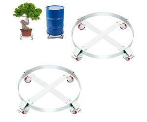 VEVOR Portabidones 250 L 2 PCS Carro Portabidones Capacidad de Carga de 454 kg Plataforma Rodante Base de Acero Herramienta Rodante 4 Ruedas Giratorias para Manipulación de Bidones Almacenes Fábricas