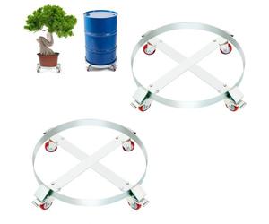 VEVOR Portabidones 250 L 2 PCS Carro Portabidones Capacidad de Carga de 454 kg Plataforma Rodante Base de Acero Herramienta Rodante 4 Ruedas Giratorias para Manipulación de Bidones Almacenes Fábricas