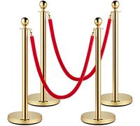 VEVOR Poste de orientación dorado, 4 piezas, barrera de marcado de control de multitudes de acero inoxidable con parte superior de bola, para separación de colas públicas, escuela, teatro, hotel