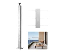 VEVOR Poste de Pasamanos de Cable Poste de Barandilla para Escalera de Terraza 91,4x2,5x5 cm Poste de Acero Inoxidable con Piquetes Preperforados Soporte de Montaje, Plateado, 1JZLGZXYS914I4BDB001V0