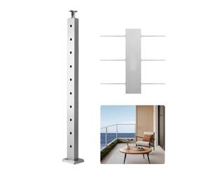 VEVOR Poste de Pasamanos de Cable Poste de Barandilla para Escalera de Terraza 91,4x2,5x5 cm Poste de Acero Inoxidable con Piquetes Preperforados Soporte de Montaje, Plateado, 1JZLGZXYS914I4BDB001V0