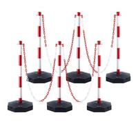 VEVOR Poste de Tráfico 6 Piezas Poste Límite con Base Rellenable Cono de Tráfico de Altura Ajustable Cadena Larga 2,4 m para Control de Tráfico Sitio de Construcción Estacionamiento, Amarillo y Negro
