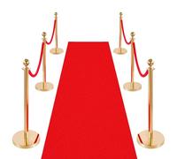 VEVOR Poste Guía de Barrera 6 Piezas con 4 Cuerdas de Terciopelo Rojas, Barrera de Marcado de Control de Multitudes con Base, para Cola de Separación de Demarcación en Teatro Hotel Exposición, Dorado