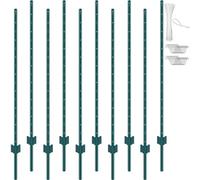VEVOR Postes de Cerca de Metal 152,4 cm Postes de Cerca de Acero al Carbono Resistentes 10 Piezas Postes de Metal para jardín, Césped, Granjas, Cercas al Aire Libre, Huertos, Carreteras, Verde