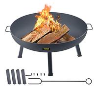 VEVOR Pozo de Fuego Acero al Carbono Pintado de Negro Brasero Grande 18,5kg 40,5cm de Altura 2,3 mm de Grosor Cuenco para Fogatas al Aire Libre para Jardines Patios, Parques, Patios Traseros, porches