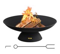 VEVOR Pozo de Fuego Hierro Fundido Pintado de Negro Brasero Grande 16 kg 28 cm de Altura 3,5 mm de Grosor Cuenco para Fogatas al Aire Libre para jardines, patios, parques, patios traseros, porches
