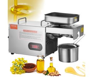 VEVOR Prensa de aceite eléctrica máquina de extracción de aceite de acero inoxidable 850W temperatura ajustable 0-300°C expulsor de aceite de prensa para exprimir cacahuetes, semillas de sésamo