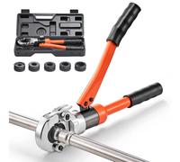 VEVOR: Prensa hidráulica para tubos con forma de "V", herramienta para crimpar tubos de acero inoxidable, alicates de crimpar con mordazas V12, V15, V18, V22, V28 y maletín de transporte, juego de her