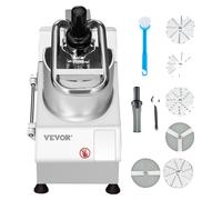 VEVOR, procesador de alimentos y cortador de verduras, con 2 embudos de alimentación, picador de alimentos de acero inoxidable apto para uso alimentario, con 6 cuchillas desmontables, rallador de 3 mm