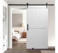 VEVOR Puerta Corrediza de Granero, Panel de la Puerta de MDF 1067 x 2134 mm con Kit de Herrajes, Superficie de PVC Impermeable, Marco en H, Deslizamiento Suave y Silencioso para Sala de Estar y Baño