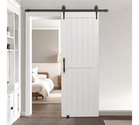 VEVOR Puerta Corrediza de Granero, Panel de la Puerta de MDF 762 x 2134 mm con Kit de Herrajes, Superficie de PVC Impermeable, Marco en H, Deslizamiento Suave y Silencioso para Sala de Estar y Baño