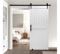 VEVOR Puerta Corrediza de Granero, Panel de la Puerta de MDF 914 x 2134 mm con Kit de Herrajes, Superficie de PVC Impermeable, Marco en H, Deslizamiento Suave y Silencioso para Sala de Estar y Baño