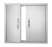 VEVOR Puerta de Acceso a Barbacoa 660 x 609 x 45 mm Puerta de Cocina Exterior Doble Puerta Empotrada de Acero Inoxidable con Manija para Isla de Barbacoa, Estación de Parrilla, Armario Exterior