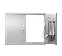 VEVOR Puerta de Acceso a Barbacoa 78,7 x 60,9 cm Puerta de Cocina Exterior Doble Puerta Empotrada de Acero Inoxidable con Manija para Isla de Barbacoa, Estación de Parrilla, Armario Exterior