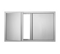 VEVOR Puerta de Acceso a Barbacoa 914 x 534 x 45 mm Puerta de Cocina Exterior Doble Puerta Empotrada de Acero Inoxidable con Manija para Isla de Barbacoa, Estación de Parrilla, Armario Exterior