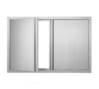 VEVOR Puerta de Acceso a Barbacoa 914 x 610 x 45 mm Doble Puerta Empotrada de Acero Inoxidable con Manija para Isla de Barbacoa, Estación de Parrilla, Armario Exterior