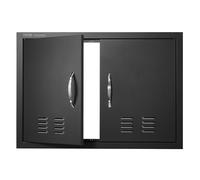 VEVOR Puerta de acceso para barbacoa, doble puerta de cocina de 30 pulgadas x 21 pulgadas, vertical con asas y ventilación, para isla de barbacoa, estación