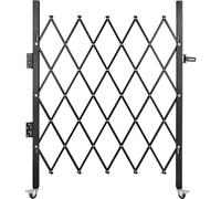 VEVOR Puerta de Seguridad Extensible de Tijera Simple 108 x 131 cm con Cerradura y Candado, de Acero Macizo, con Ruedas Giratorias de 360°, para Entrada, Garaje, Almacén, Piscina, Negro