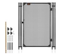 VEVOR Puerta de Seguridad para Piscina 1,2 x 0,75 m, Puerta de Malla Enterrada, con Cerradura de Pestillo Postes de Aluminio Estacas de Acero Inoxidable, Malla de PVC Resistente al Desgarro, Negro