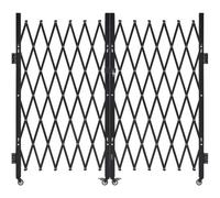 VEVOR Puerta de Seguridad Plegable Doble, Puerta Retráctil de Tijera de Acero 3200 x 1605 mm con Cerradura y Ruedas Giratorias de 360° para Seguridad de Entrada, Garaje, Almacén y Piscina, Negro