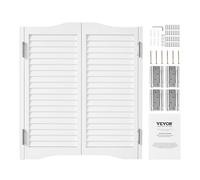 VEVOR Puertas Batientes para Cafetería, Puerta Interior con Arco Superior de Doble Acción 900 x 28 x 900 mm de Madera de Pino con Bisagras y Herrajes para Pasillo, Cocina, Bar, Color Blanco