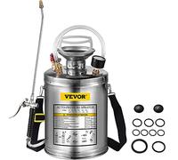 VEVOR Pulverizador a presión de 4 l, pulverizador ultrasónico para estanques de jardín, Acero Inoxidable, con válvula, manómetro y caudal, Adecuado para Limpieza de vehículos, hogar, jardín, Limpieza