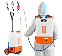 VEVOR Pulverizador de Mochila con Carro, Presión Ajustable 0-94 PSI, Tanque con Ruedas de 15L, con 6 Boquillas, 2 Varillas, Tapa de Boca Ancha para Jardín, Desmalezado, Pulverización, Limpieza