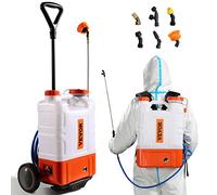 VEVOR Pulverizador de Mochila, Pulverizador Eléctrico de Mochila Portátil de Retráctiles y Boquillas, Ajustable de, Horas de Autonomía para Jardín, Césped (15L con Carro)