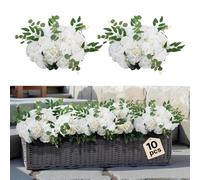 VEVOR Ramo de Bolas de Flores Exuberantes Artificiales, Diámetro Máx. 450 mm, para Centros de Mesa de Boda, Rosas Blancas Pétalo de Seda Poste Plástico, Estilo Sofisticado, 450 x 450 x 270 mm, 10 uds