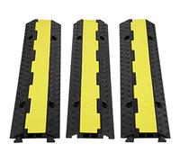 VEVOR Rampa de Protección de Cable 3 Piezas 2 Vías Canaleta Pasacables de Suelo 3 x 3 cm Protector de Cables de Caucho y PVC Capacidad de Carga 5443 kg Cubiertas de Suelo para Cables Negro y Amarillo