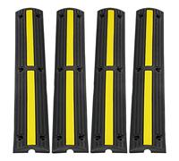 VEVOR Rampa de Protección de Cable 4 Piezas 1 Vía Canaleta Pasacables de Suelo Canal de 3x2 cm Protector de Cables de Goma Capacidad de Carga 8164kg/eje Cubiertas de Suelo para Cables Negro y Amarillo