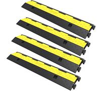 VEVOR Rampa de Protección de Cable 4 Piezas 2 Vías Canaleta Pasacables de Suelo 3,2x3,1cm Protector de Cables de Caucho y PVC Capacidad de Carga 4,989kg Cubiertas de suelo para Cables Negro y Amarillo