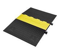 VEVOR Rampa de Protección de Cable 5 Canales Pasacables de Suelo de Goma 114,5x80x5cm Retardador de Velocidad Carga 10000kg con Tapa Superior Abatible para Carreteras, Estacionamientos, Negro/Amarillo