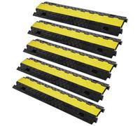 VEVOR Rampa Protectora de Cables 2 Canales 5 Piezas 91,8 x 25 x 4,3 cm Capacidad de 10.000 kg/eje, Cubierta de Alambre de TPU Resistente, Rampa Protectora de Manguera, Rampa de Entrada, Retardador de