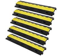 VEVOR Rampa Protectora de Cables 2 Canales 5 Piezas 91,8 x 25 x 4,3 cm Capacidad de 10.000 kg/eje, Cubierta de Alambre de TPU Resistente, Rampa Protectora de Manguera, Rampa de Entrada, Retardador de