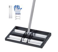 VEVOR Rastrillo Nivelador de Césped con Rodillos, 438 × 255 mm, Rastrillo de Nivelación de Césped, Longitud Ajustable, con Kit de Accesorios, Herramienta de Limpieza para Jardín Patio Campo de Golf